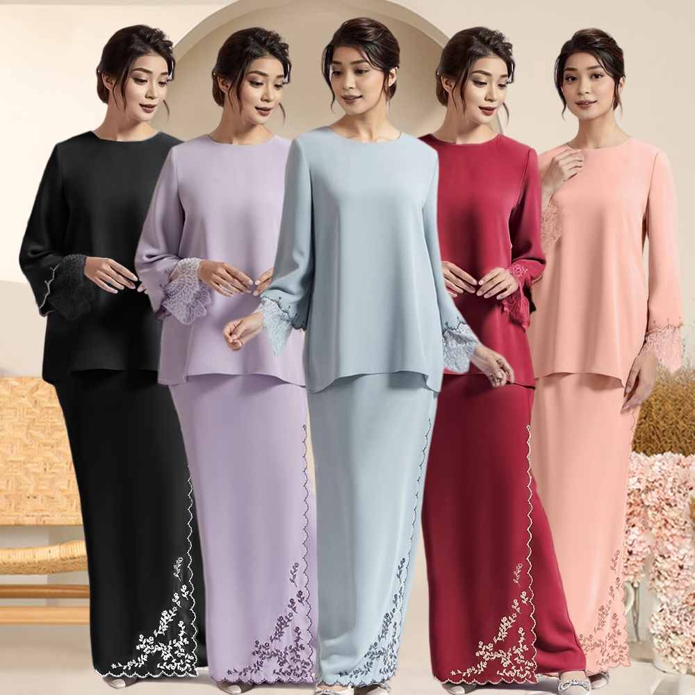 Baju Kurung Lace Moden Sulam QYG Studio